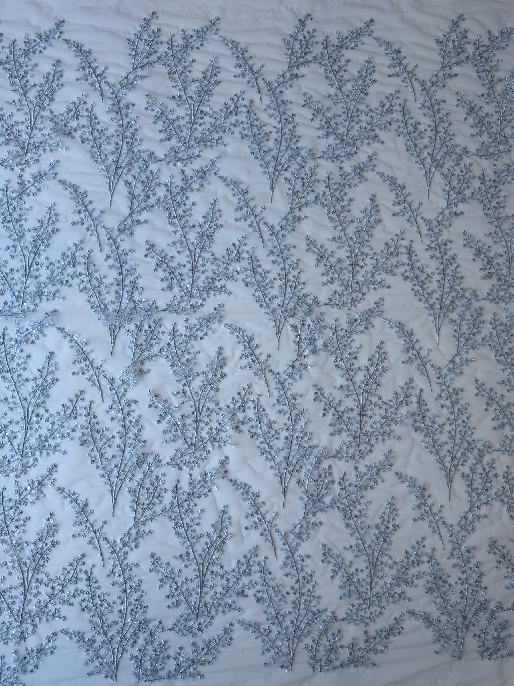 Limestone Blue Sequin Lace - EB3065