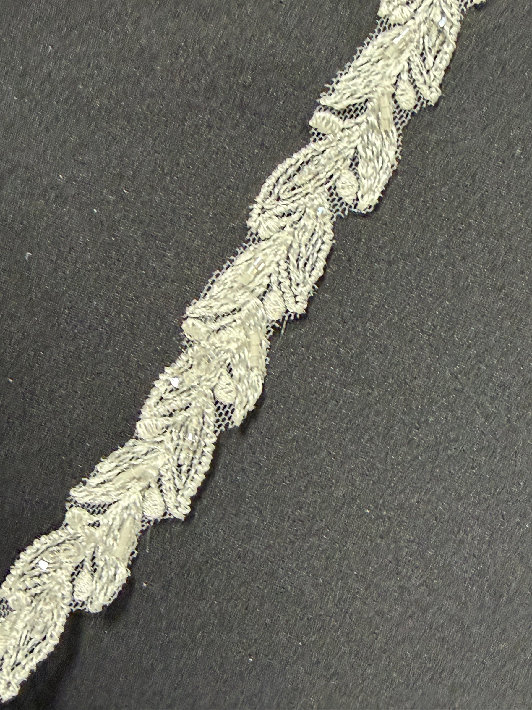 Ivory Beaded Sequin Edging - T930