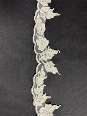 Ivory Beaded Sequin Edging - T928