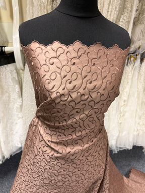Mid Cocoa Embroidered Duchess Satin - P476