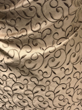 Mid Cocoa Embroidered Duchess Satin - P476