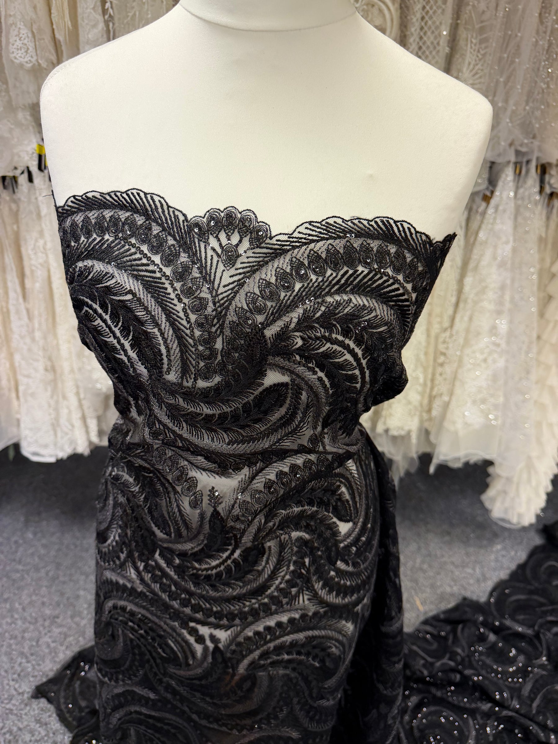 Black Sequin Lace - EB3048