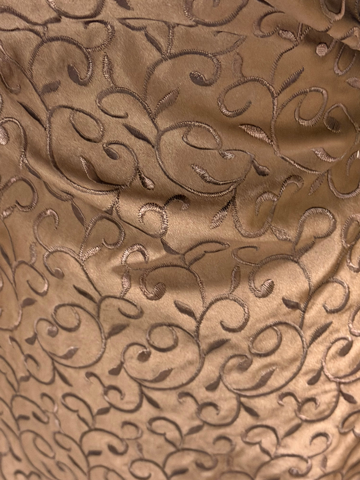Chocolate Embroidered Duchess Satin - P476