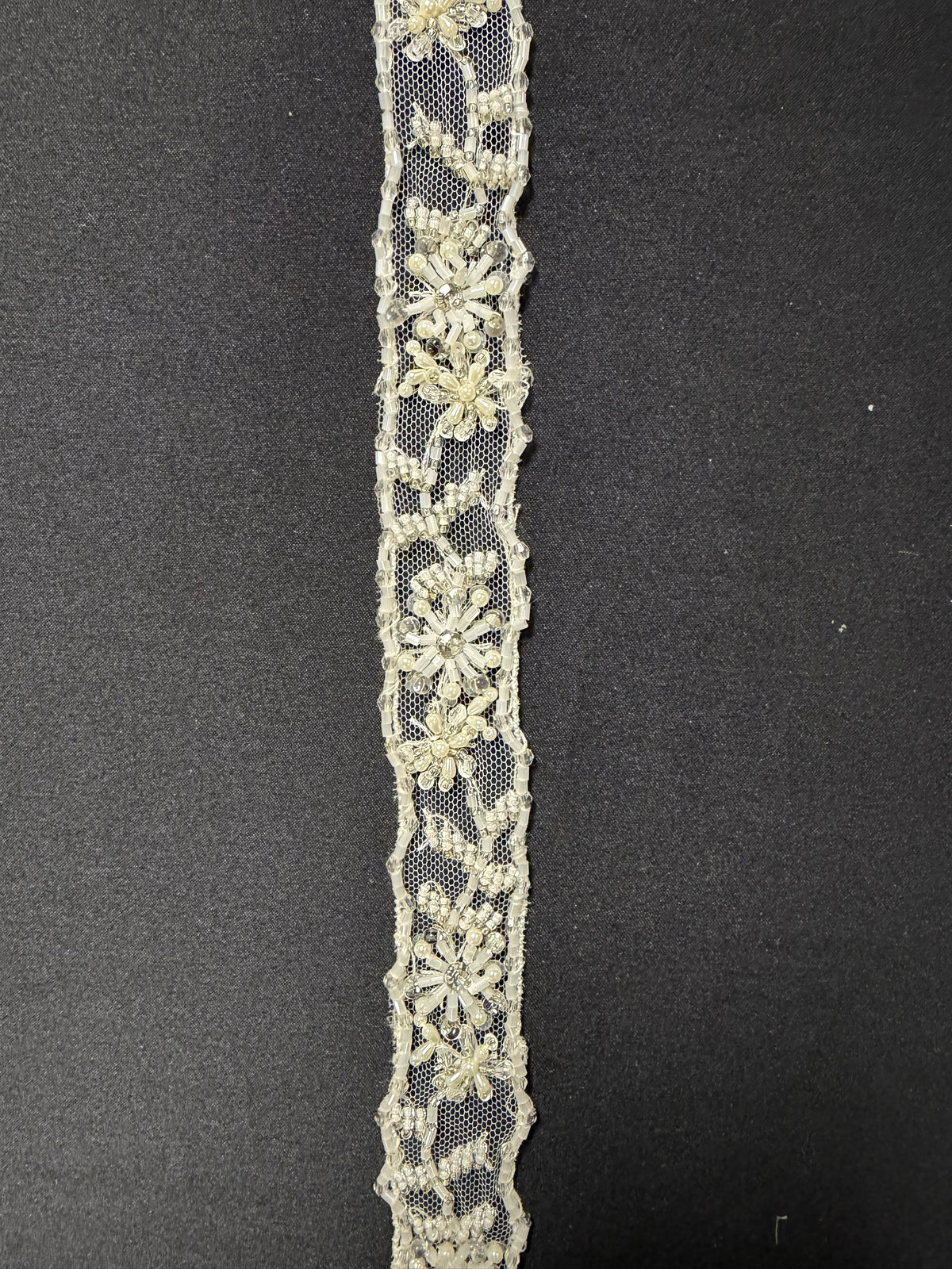 Ivory Beaded Sequin Edging - T166