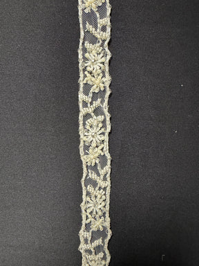 Ivory Beaded Sequin Edging - T166