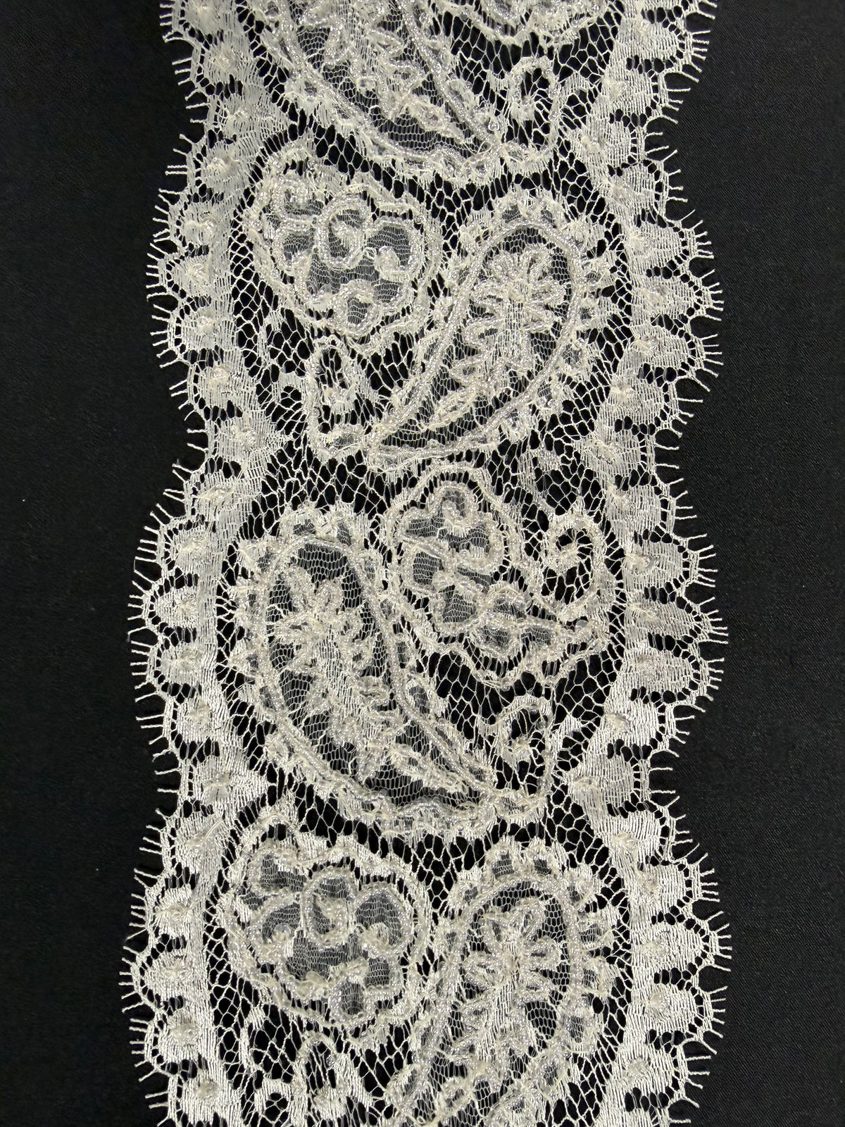 Ivory French Beaded Sequin Edging - T921