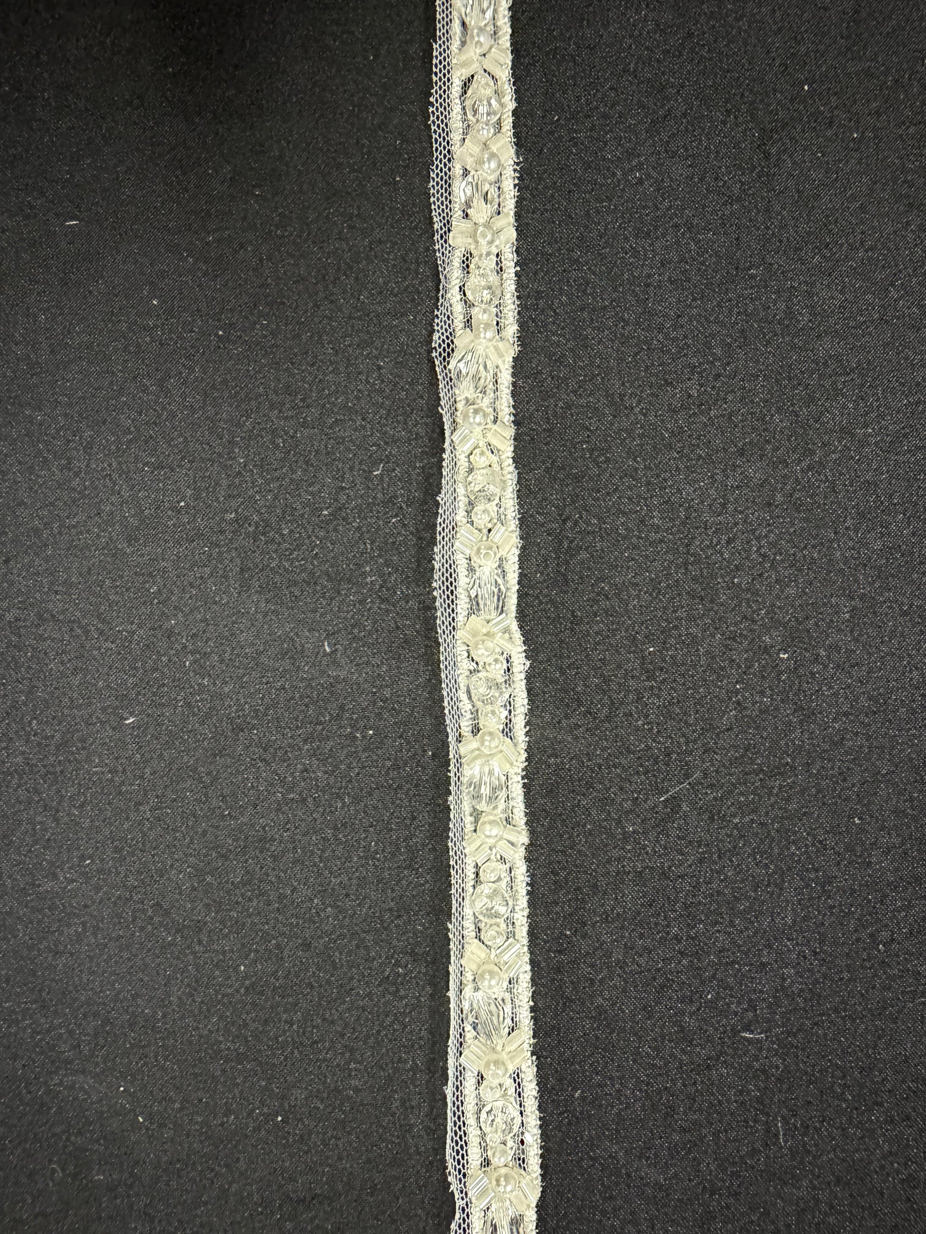 Ivory Beaded Sequin Edging - T956