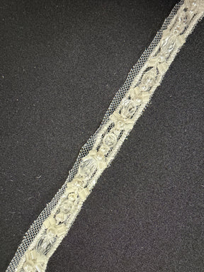 Ivory Beaded Sequin Edging - T956