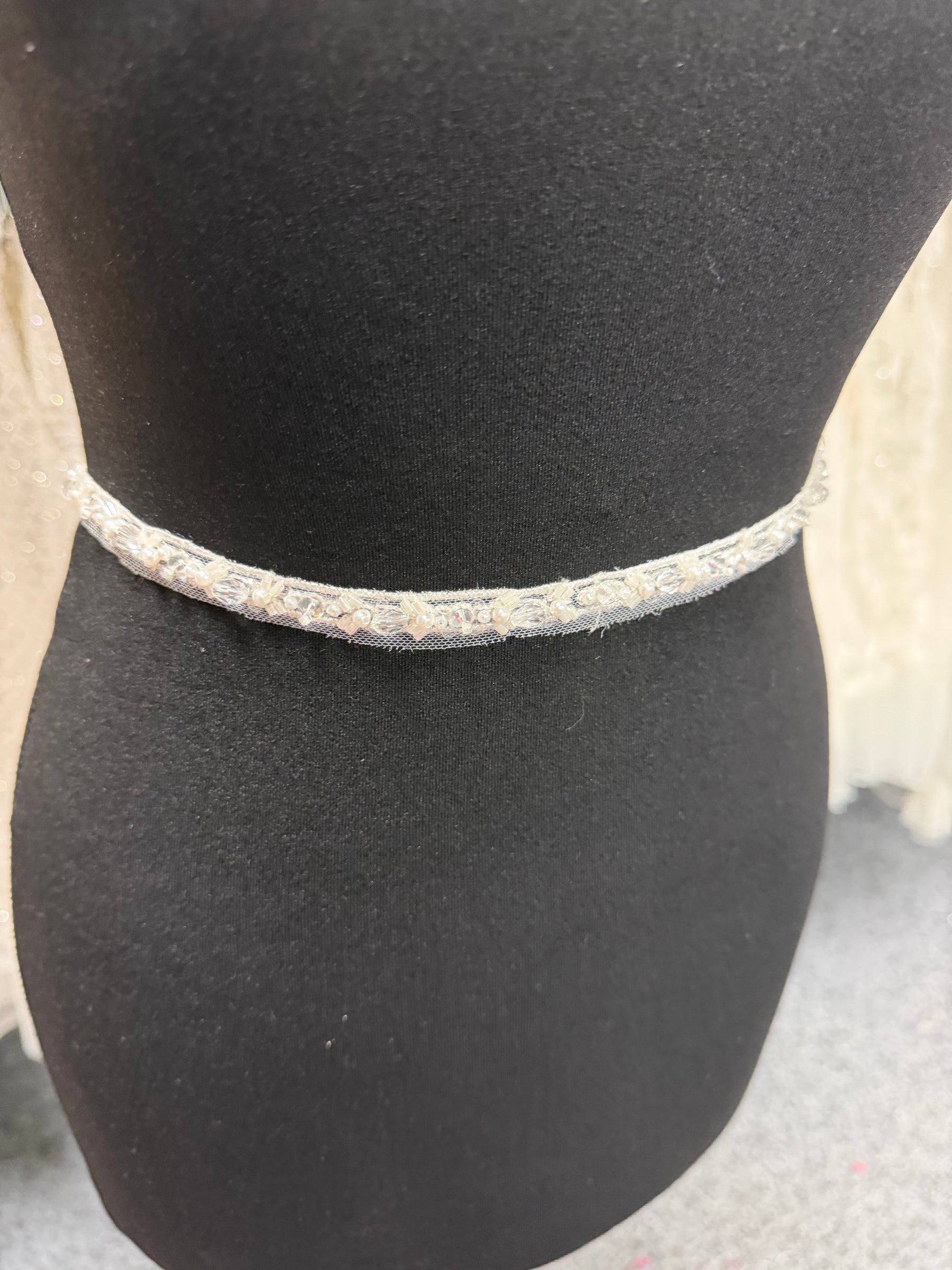 Ivory Beaded Sequin Edging - T956