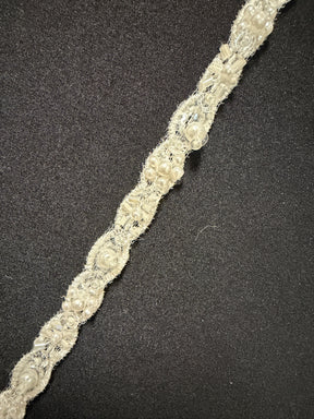 Ivory Beaded Sequin Edging - T957