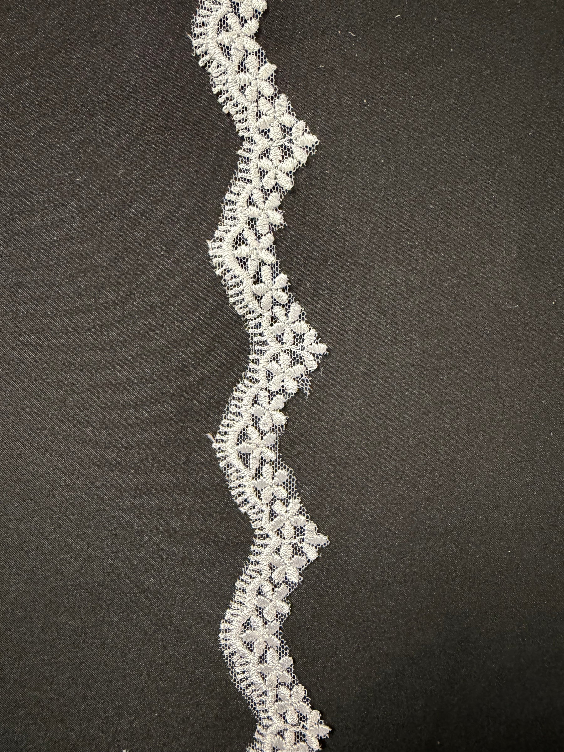 White Embroidered Lace Trim - T828