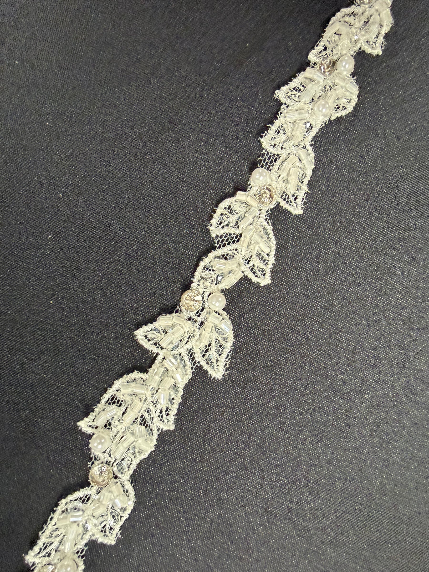 Ivory Beaded Lace Trim - T835