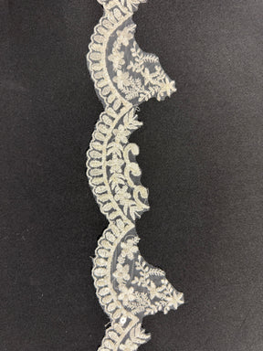 Ivory Beaded Sequin Edging - T838