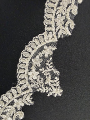Ivory Beaded Sequin Edging - T838