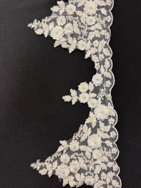 Ivory 3D Beaded Sequin Edging - T825