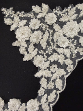 Ivory 3D Beaded Sequin Edging - T825