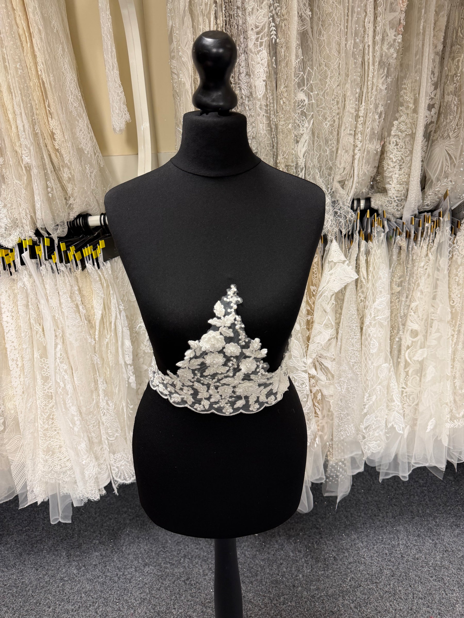 Ivory 3D Beaded Sequin Edging - T825
