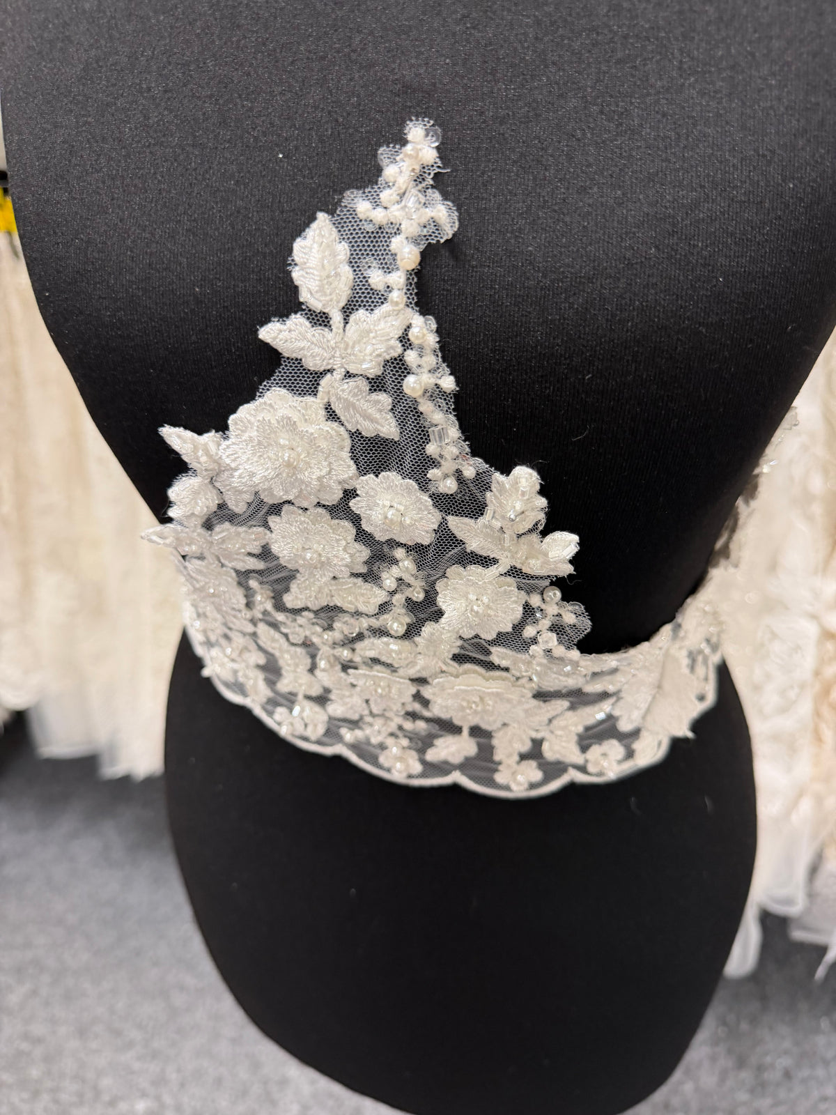 Ivory 3D Beaded Sequin Edging - T825