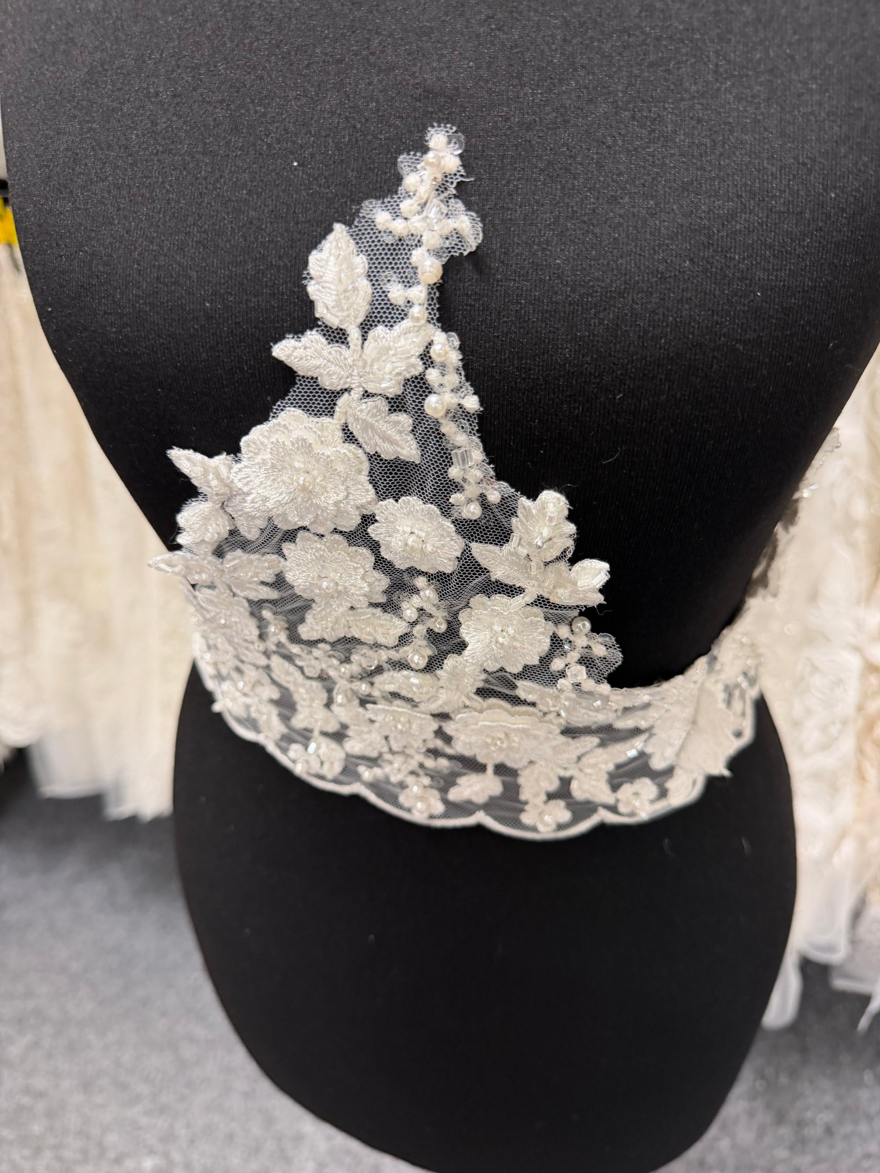 Ivory 3D Beaded Sequin Edging - T825