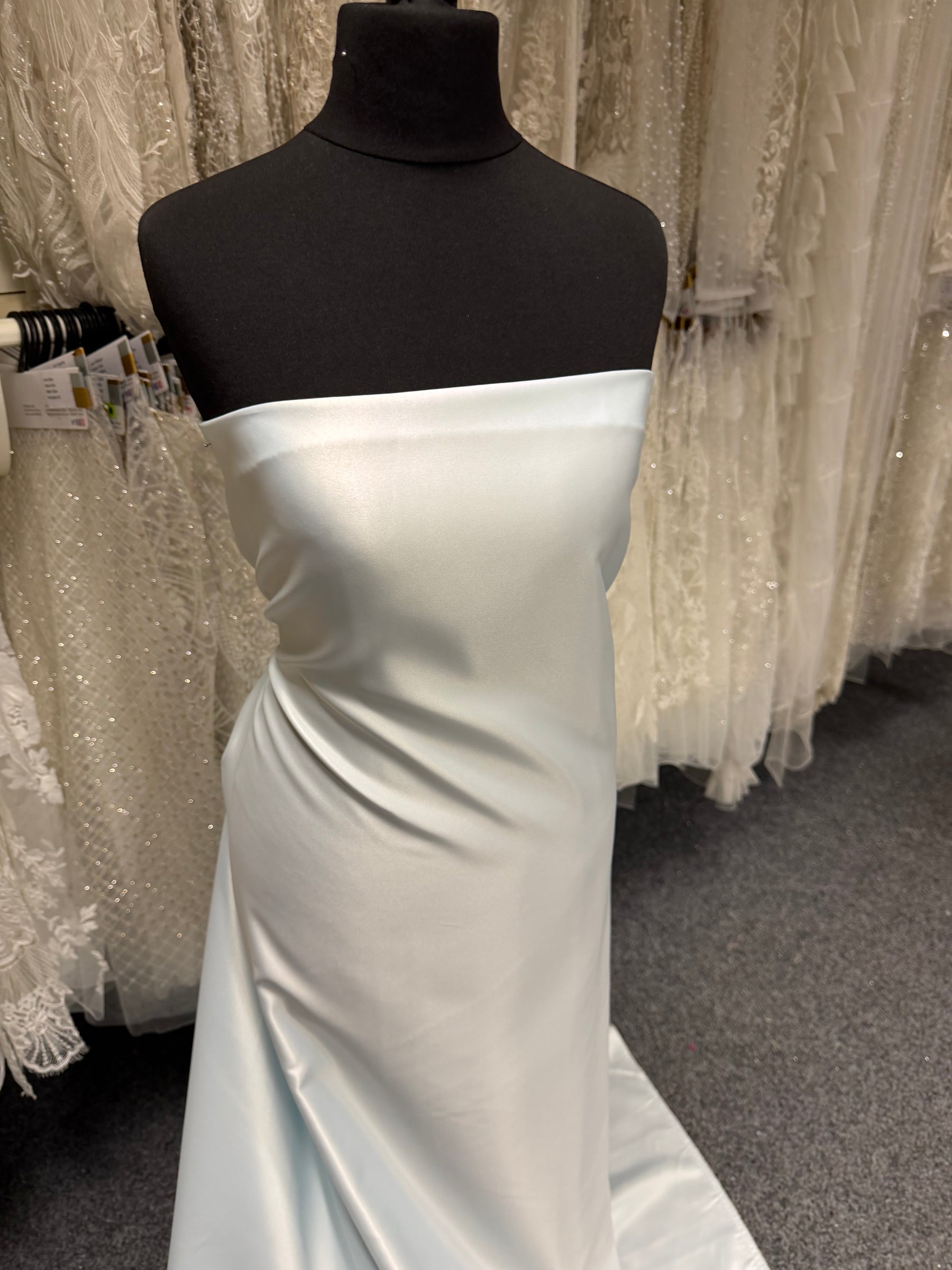 Ice Blue Polyester Lightweight Duchess Satin - P44