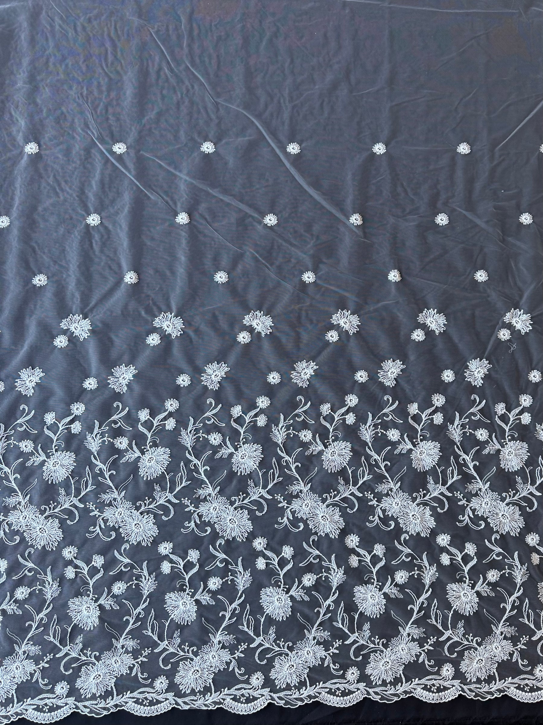 Ivory Embroidered Lace - Orlaith