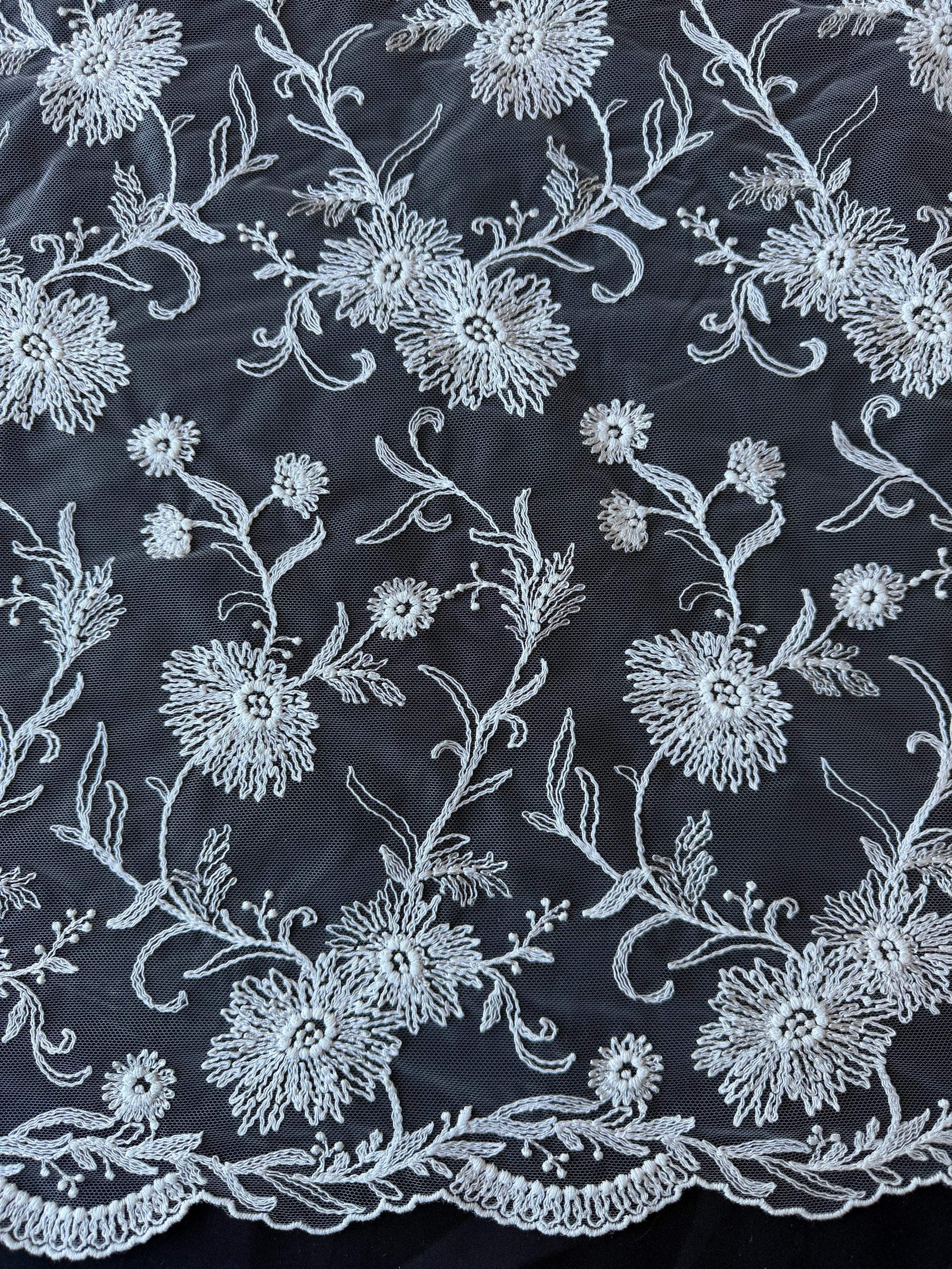 Ivory Embroidered Lace - Orlaith