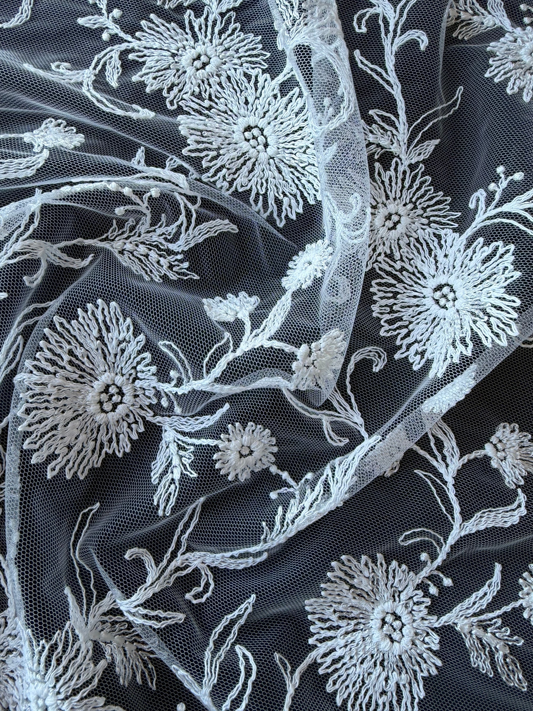 Ivory Embroidered Lace - Orlaith