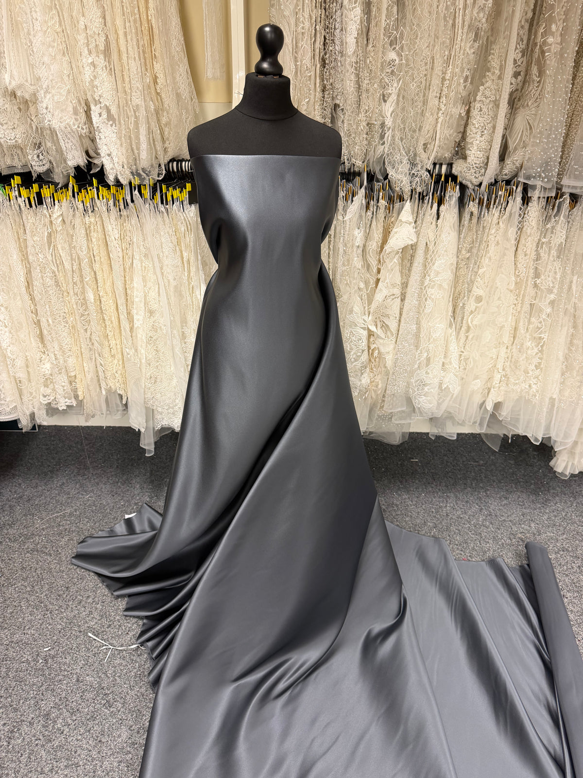Gun metal Grey Polyester Satin - Contessa (CF)
