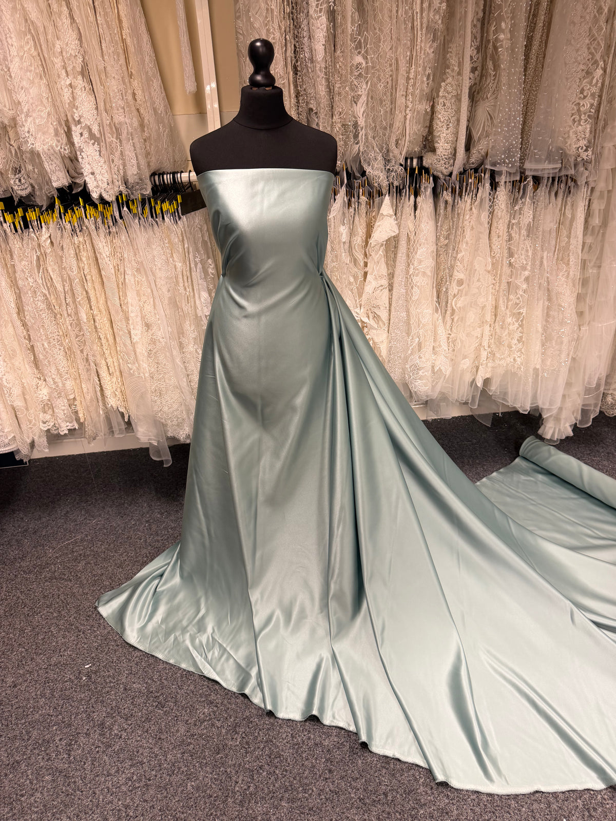 Misty Green Polyester Duchess Satin - P42