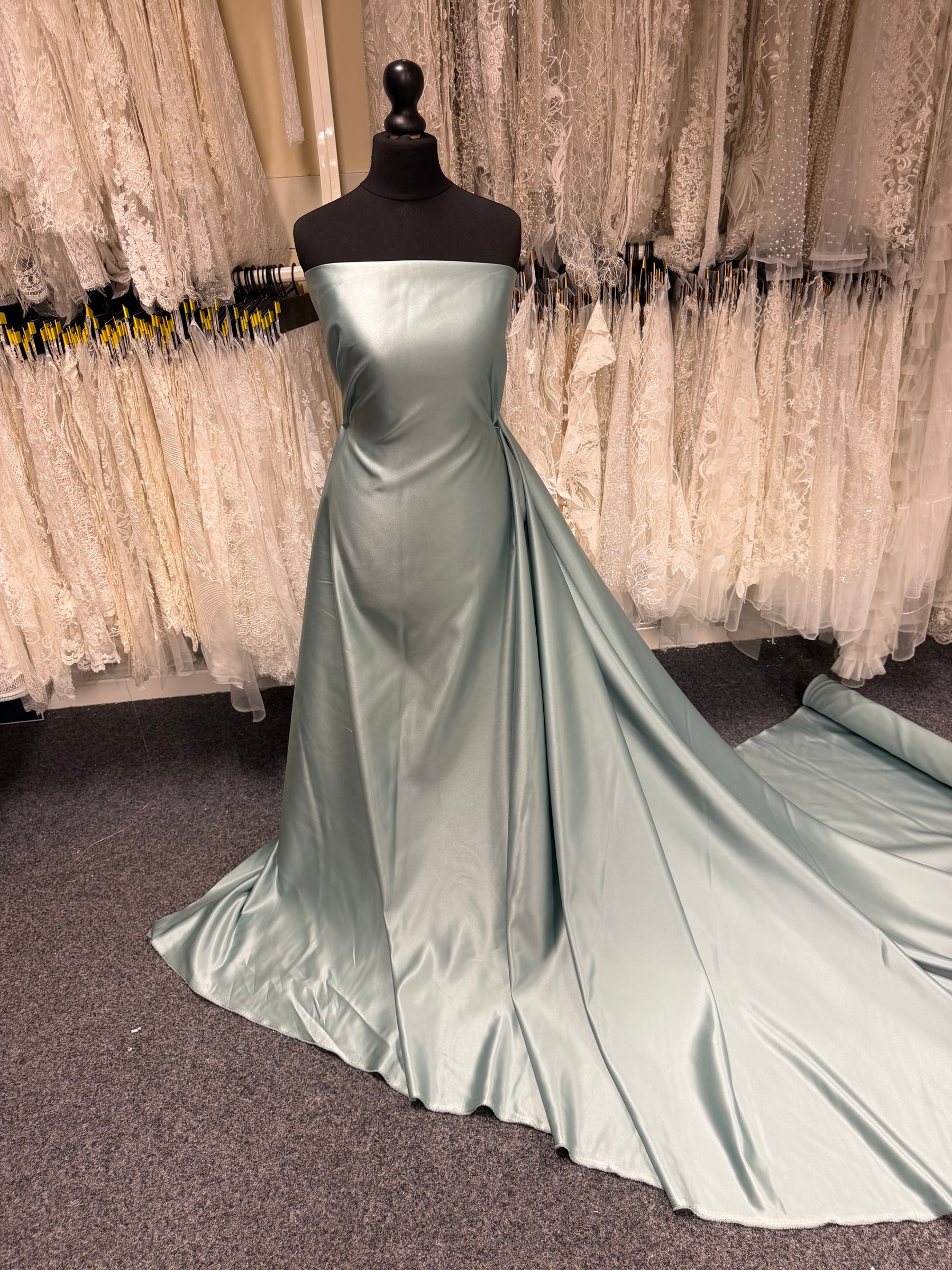 Misty Green Polyester Duchess Satin - P42