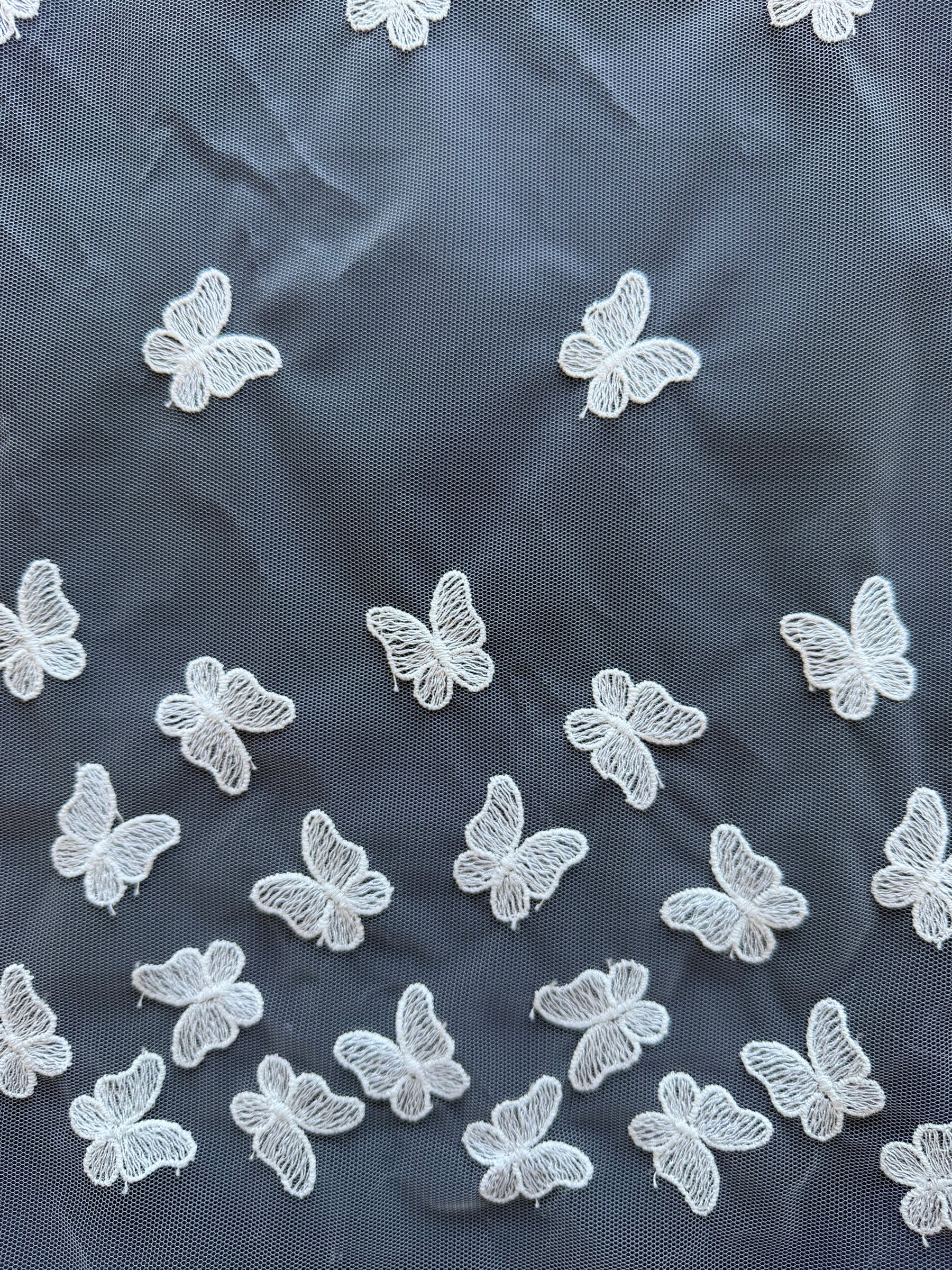 Ivory Embroidered Butterfly Lace – EU5001