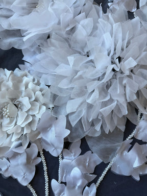 Ivory 3D Emb Beaded Tulle - EB1109