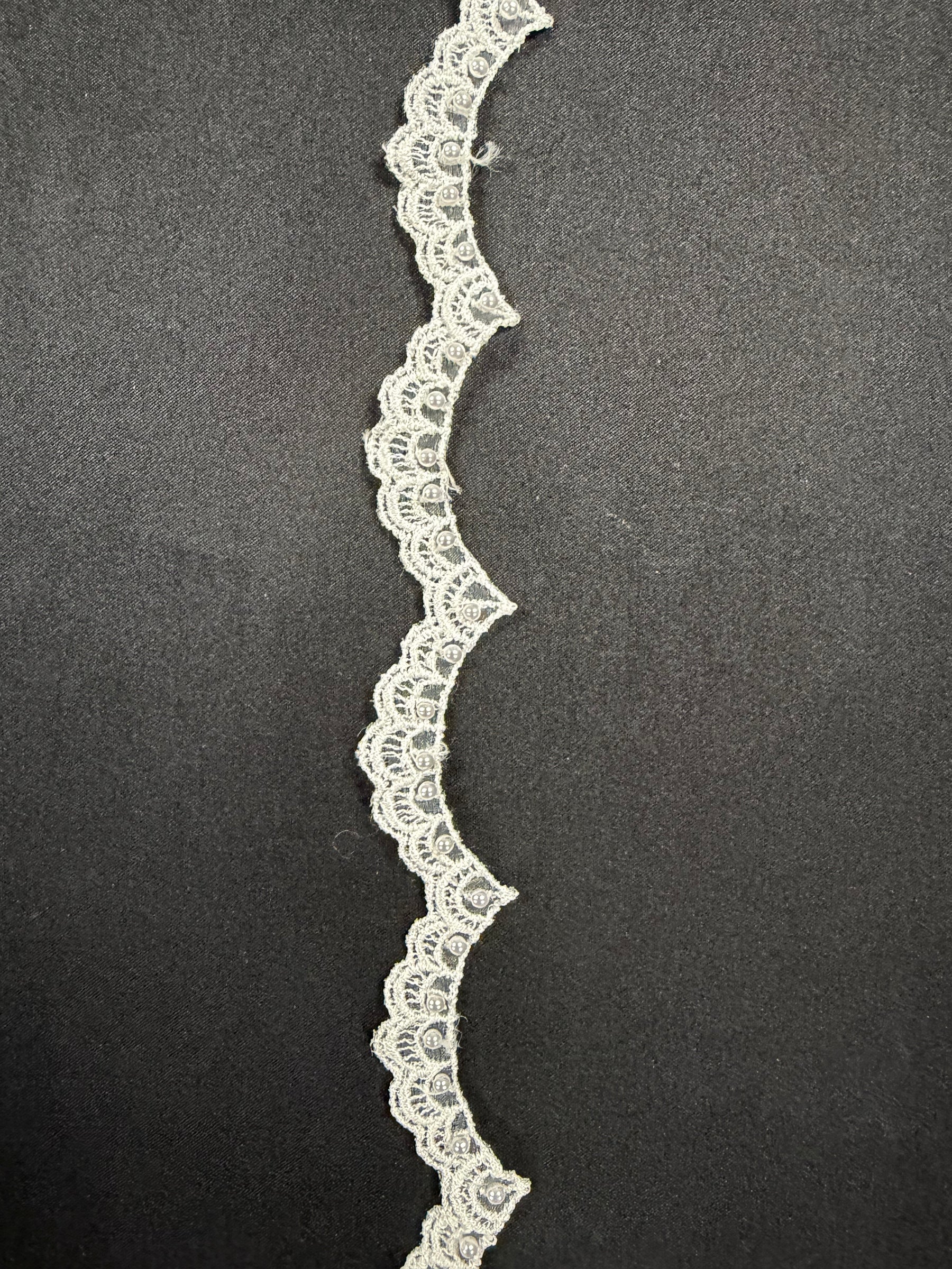Ivory Beaded Lace Trim - T17