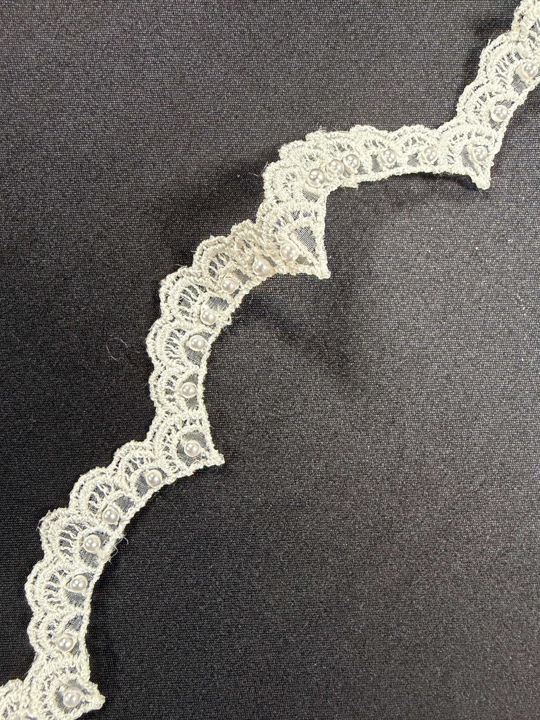 Ivory Beaded Lace Trim - T17
