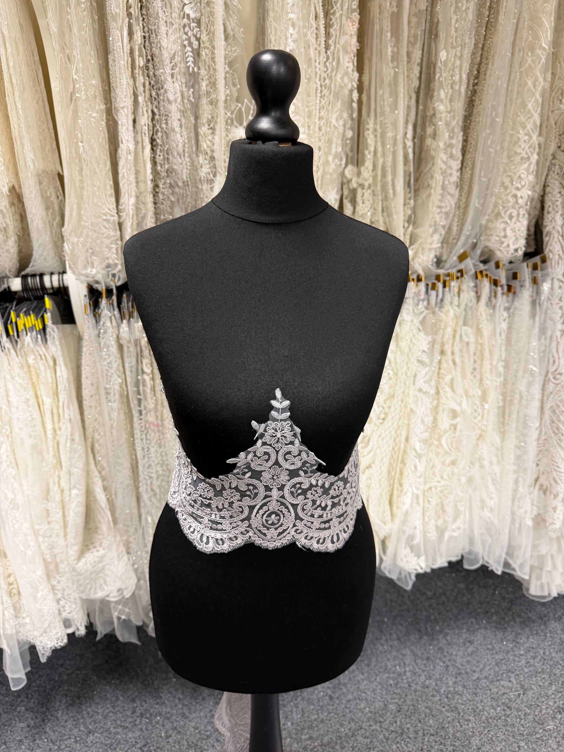 Grey Corded Lace Trim - T623