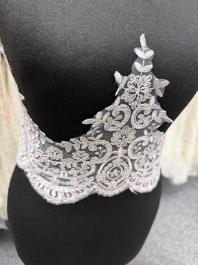 Grey Corded Lace Trim - T623