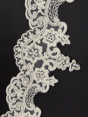 Ivory Embroidered Corded Edging - T870
