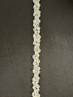 White Beaded Lace Trim - Sage (T834)