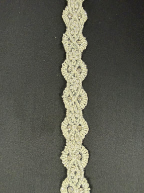 Ivory Beaded Sequin Edging - T836