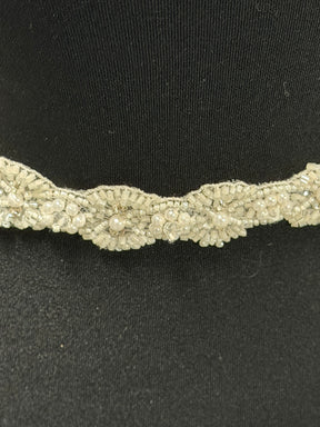 Ivory Beaded Sequin Edging - T836
