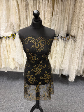 Black and Gold Chantilly Lace – P296