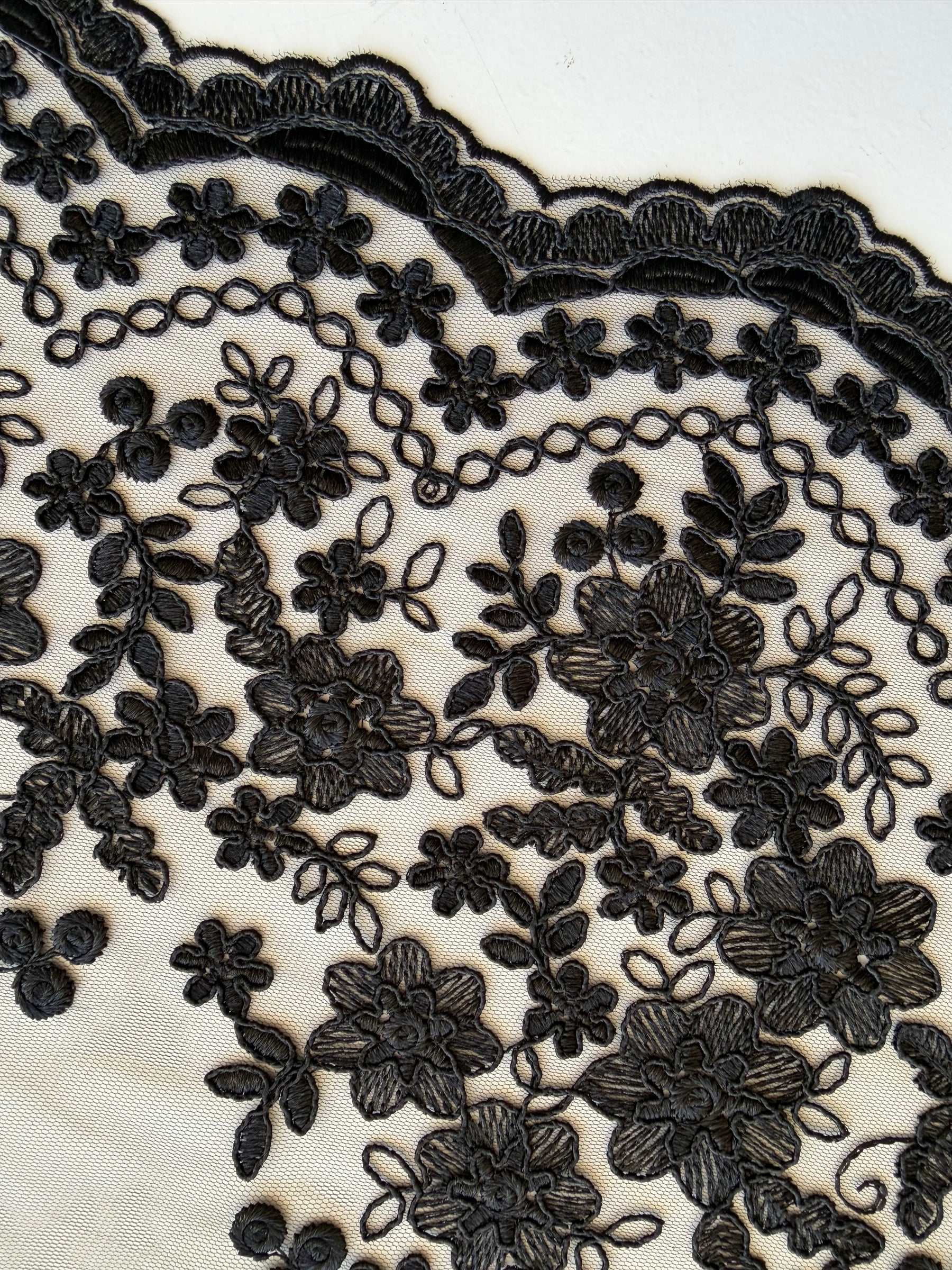 Black Corded Lace Trim - T982