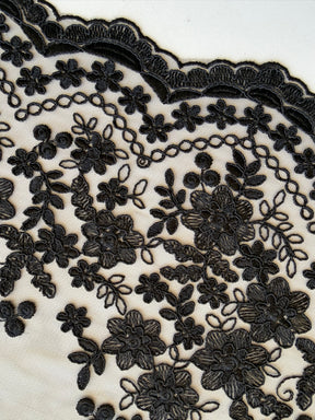 Black Corded Lace Trim - T982