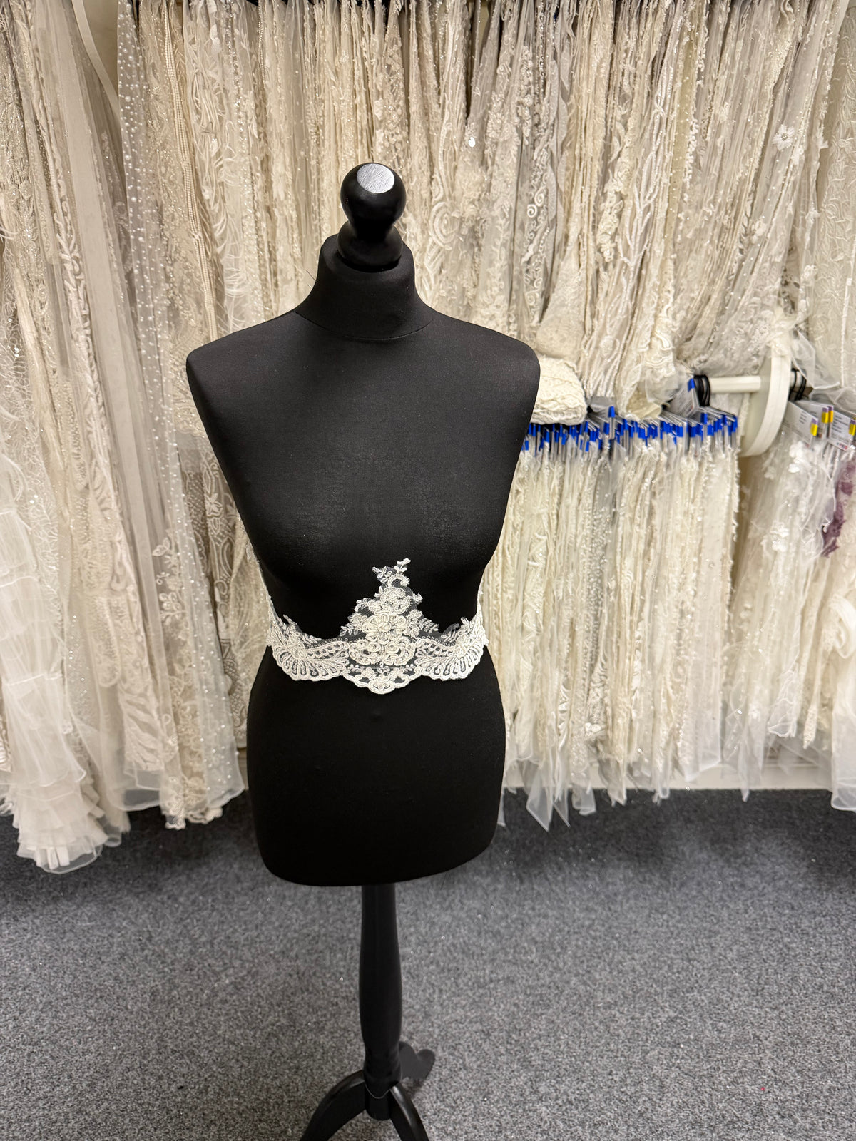 Ivory Beaded and Corded Lace Trim - T553