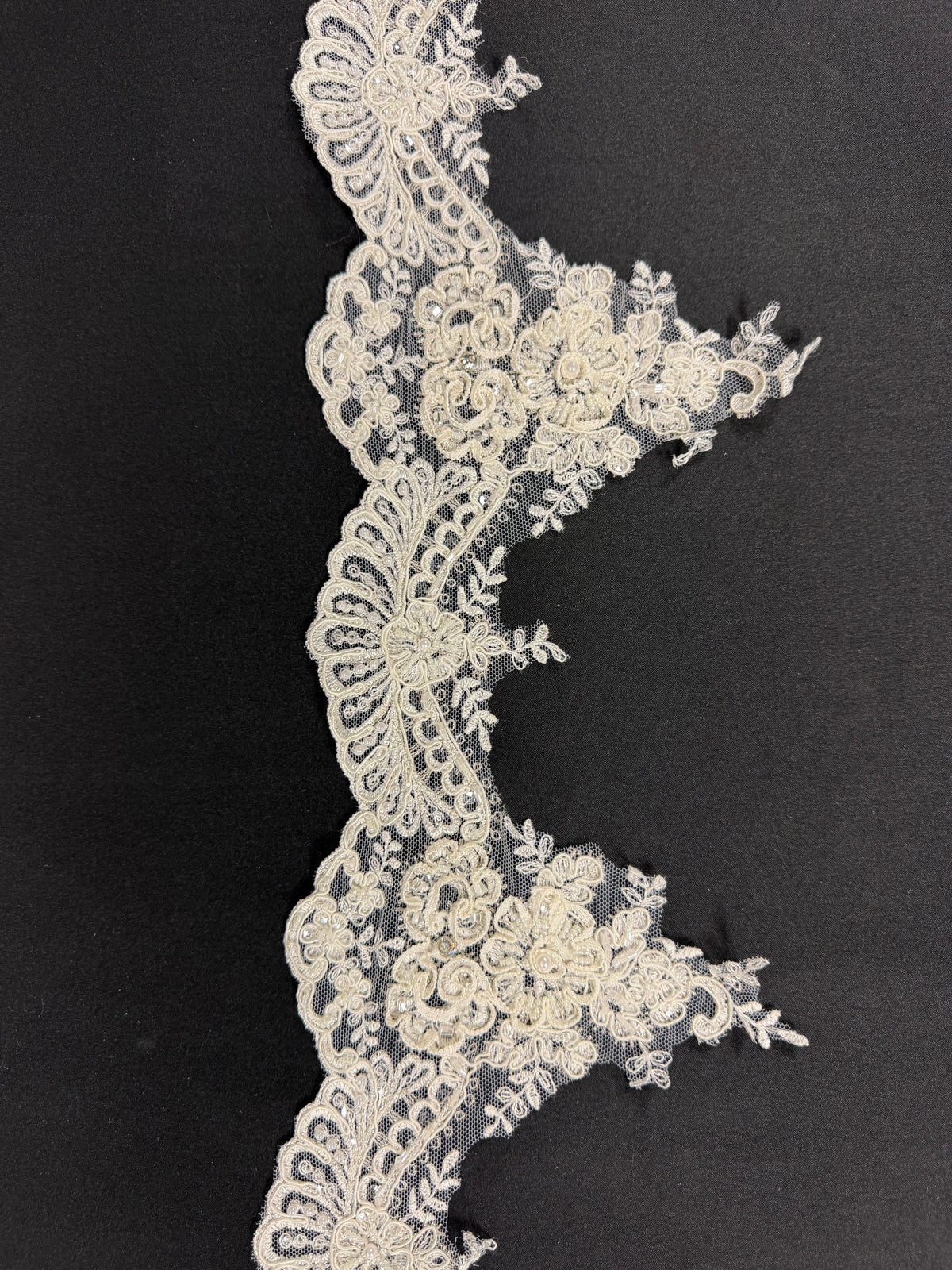 Ivory Beaded and Corded Lace Trim - T553