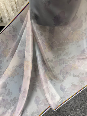 Ivory with Multi Coloured Printed Organza - PR2007