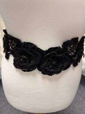 Black Sequin 3D Motif - T549