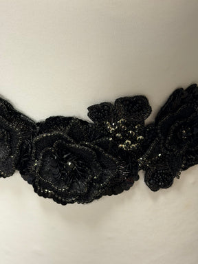 Black Sequin 3D Motif - T549