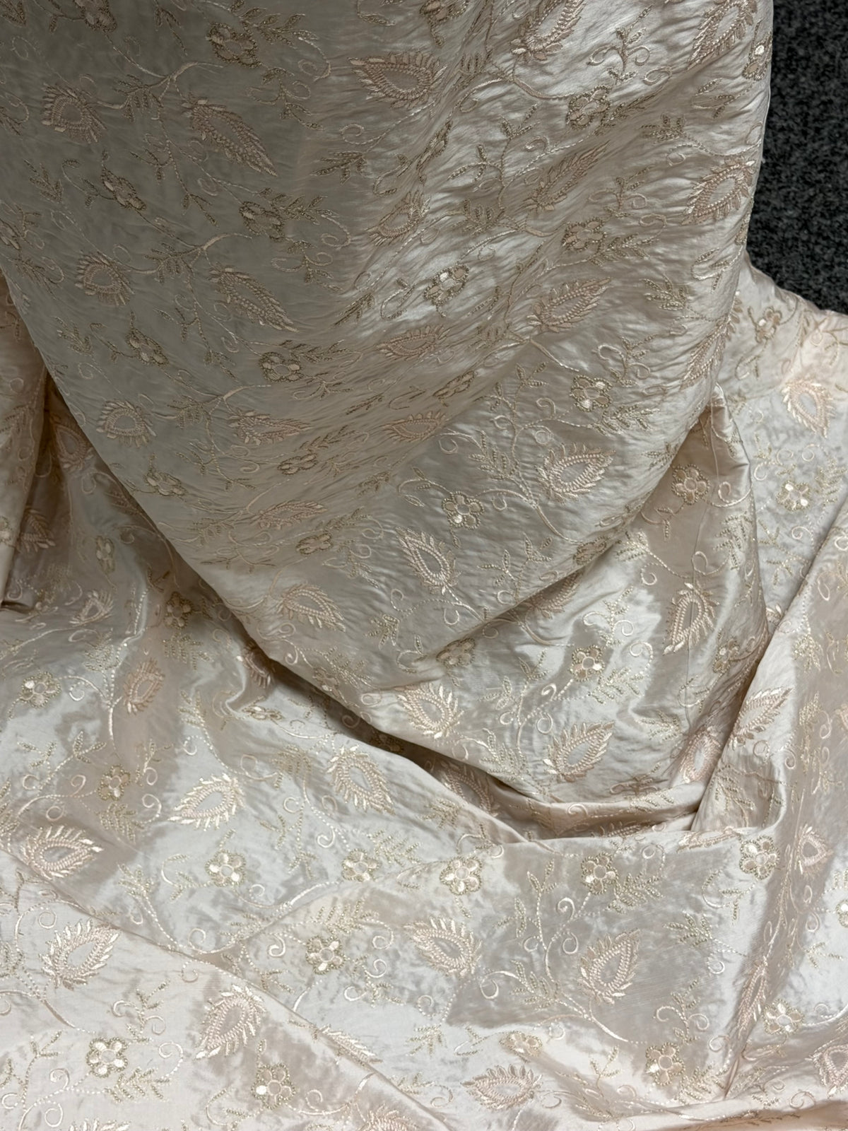 Blush Embroidered Dupion – Delyth