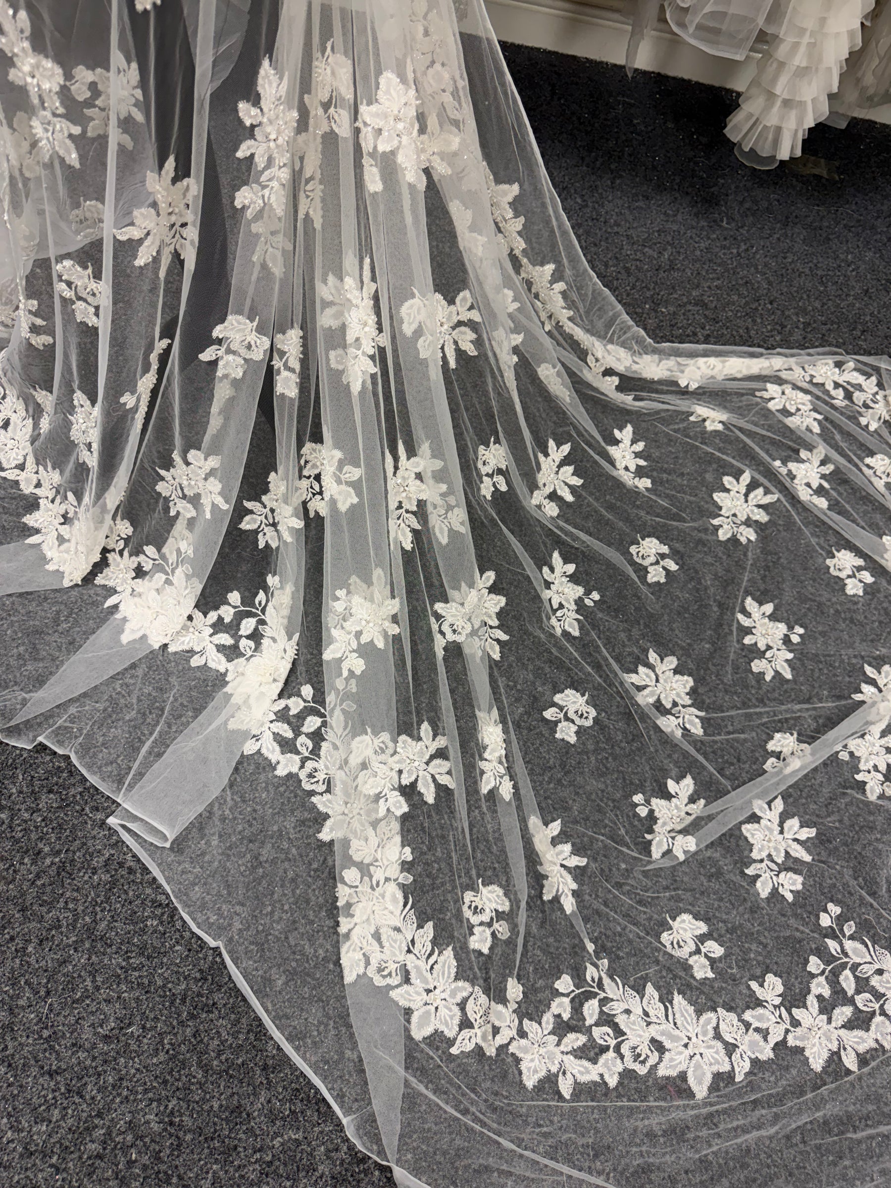 Ivory Embroidered Beaded Tulle - EB1072